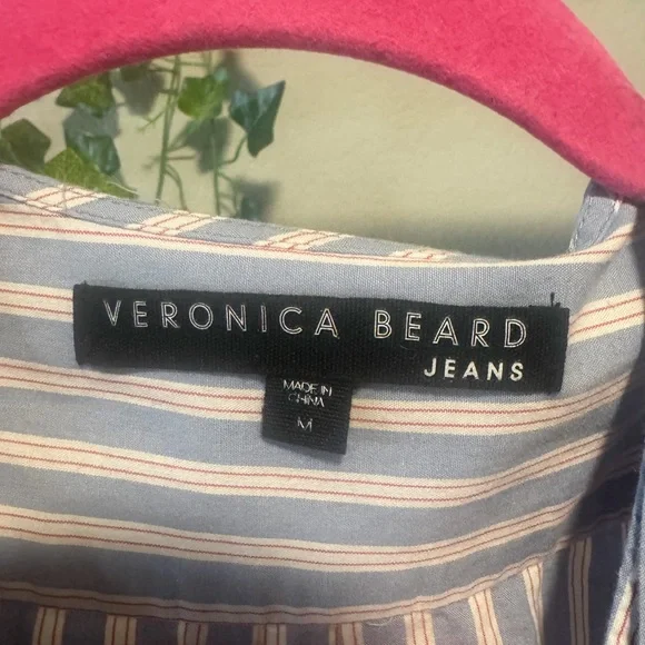 Veronica Beard Blue and Cream Striped Blouse - Picture 3 of 3